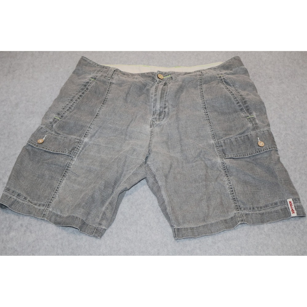 Tommy Bahama Relax Cargo Shorts Mens 36 Gray 100% Linen Summer Beach Hawaiian